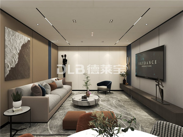 德萊寶頂墻新中式客廳效果圖